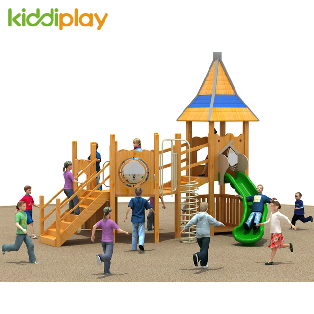 Children Wooden Series Outdoor Playground Equipment Climbing Nets Tunnel Slide